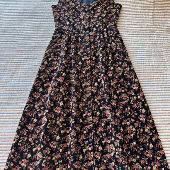 Vintage Charter Club Corduroy Floral Midi Dress Prairie Cottagecore - Picture 8 of 10
